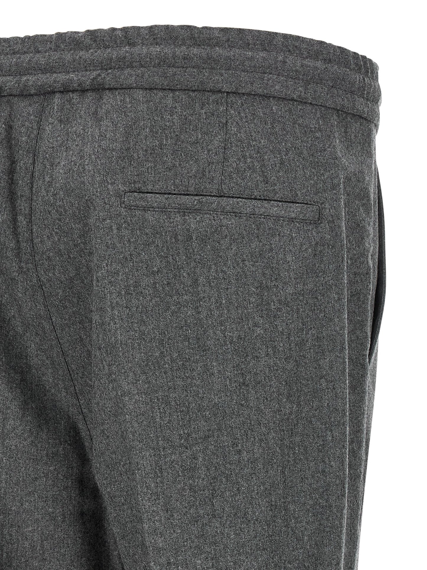 Gray Virgin Wool Casual Pants