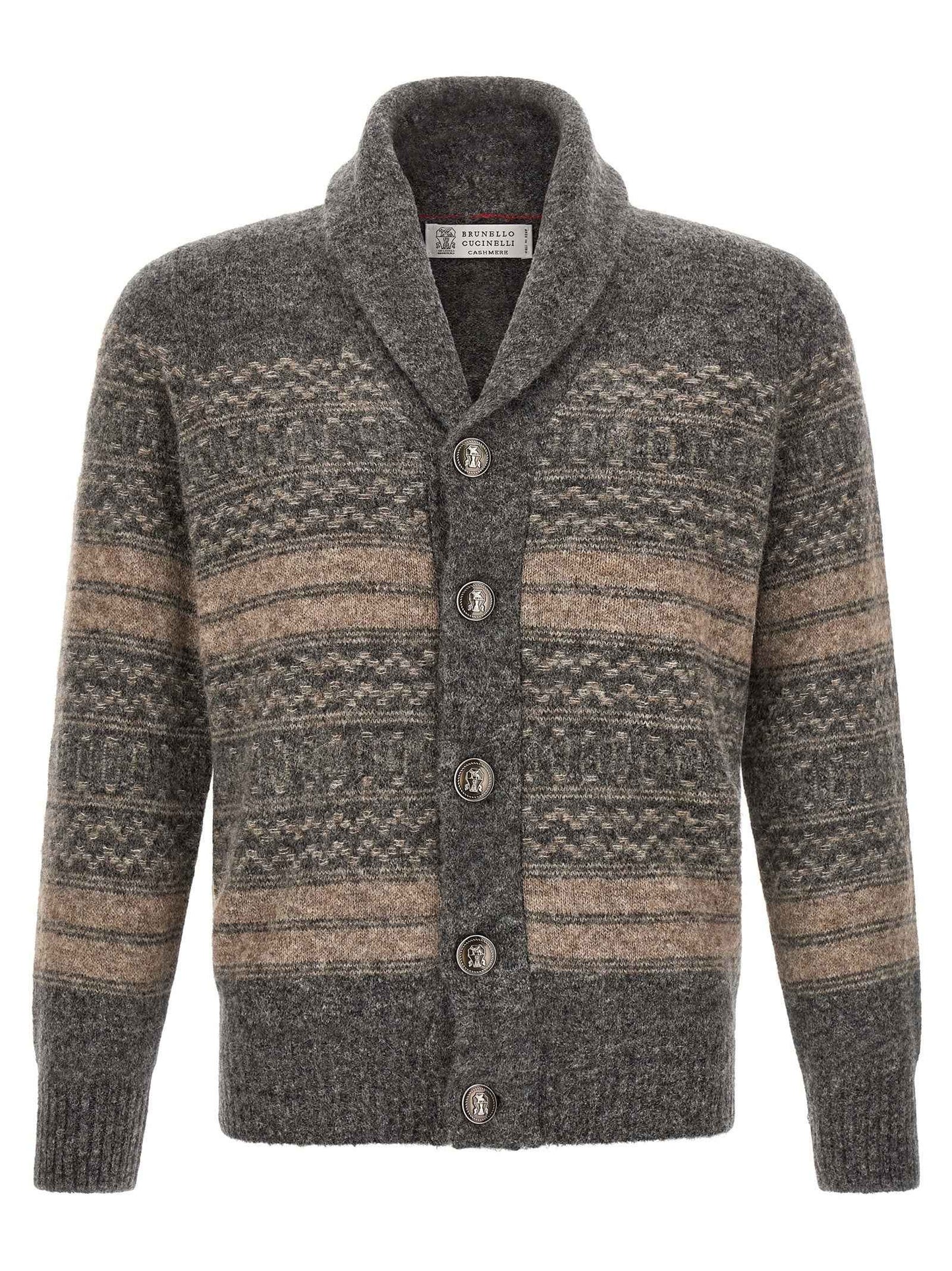 Gray Alpaca Leather Cardigan