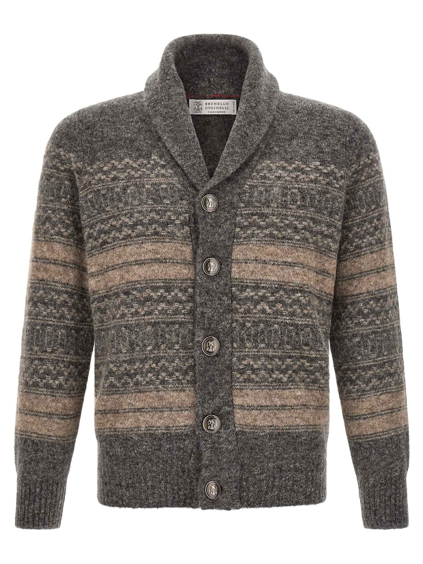 Gray Alpaca Leather Cardigan
