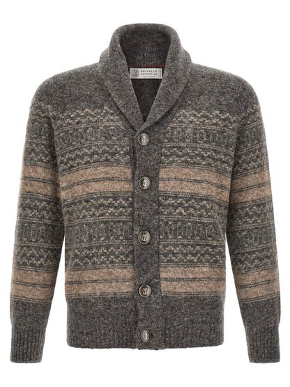 Gray Alpaca Leather Cardigan
