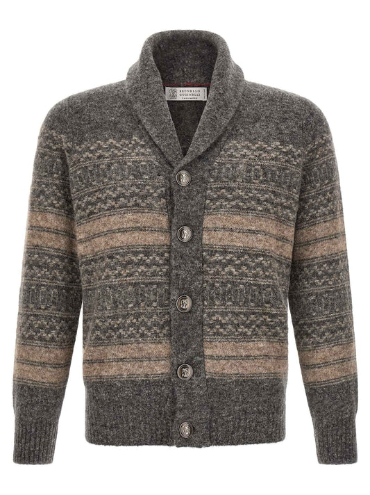 Gray Alpaca Leather Cardigan