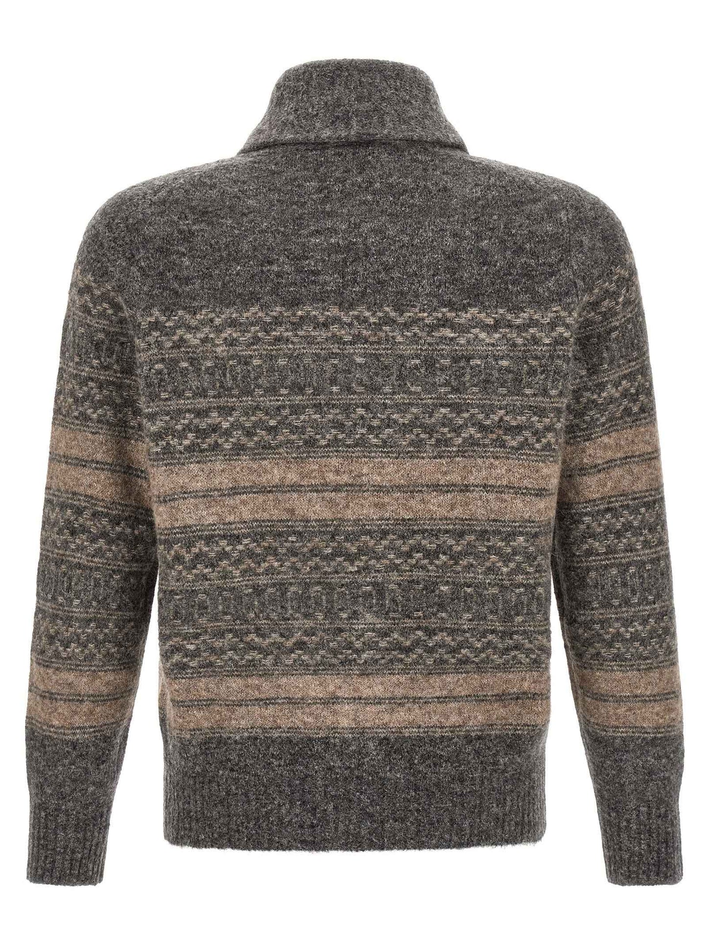 Gray Alpaca Leather Cardigan