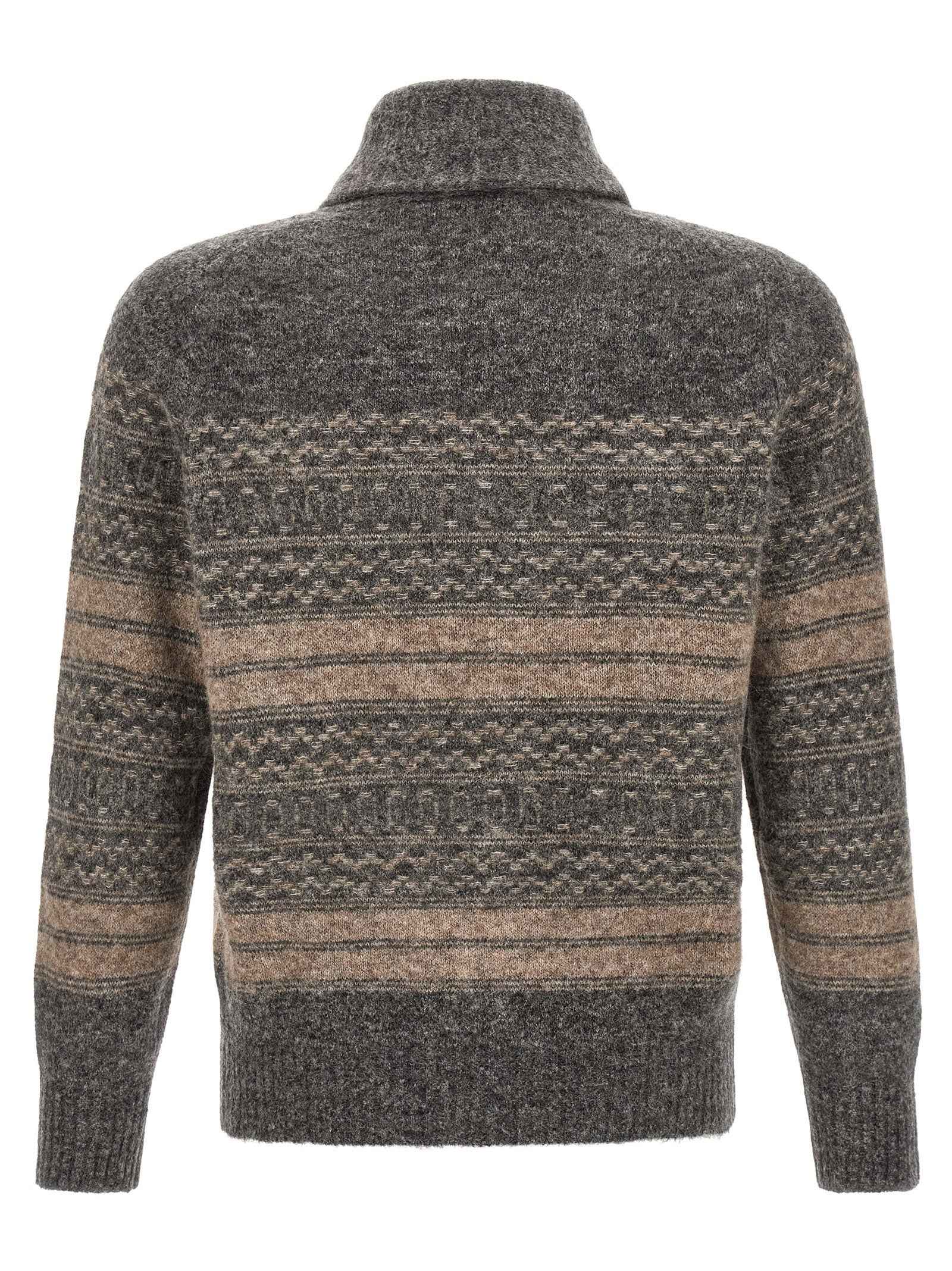 Gray Alpaca Leather Cardigan
