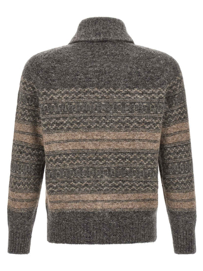 Gray Alpaca Leather Cardigan