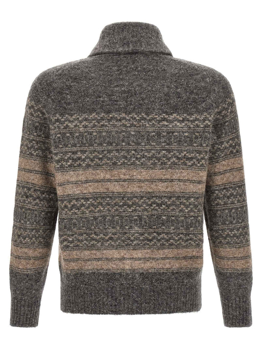 Gray Alpaca Leather Cardigan