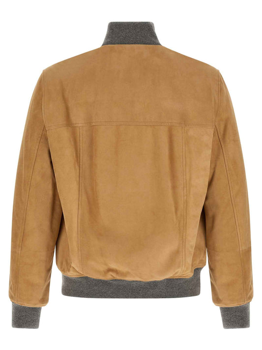 Beige Lamb Leather Leather Jacket