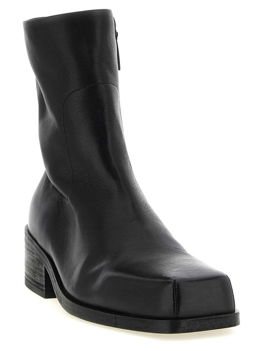 Black Calfskin Ankle Boots