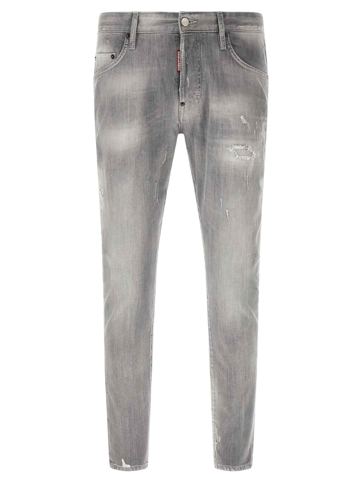 Gray Cotton Tapered Jeans