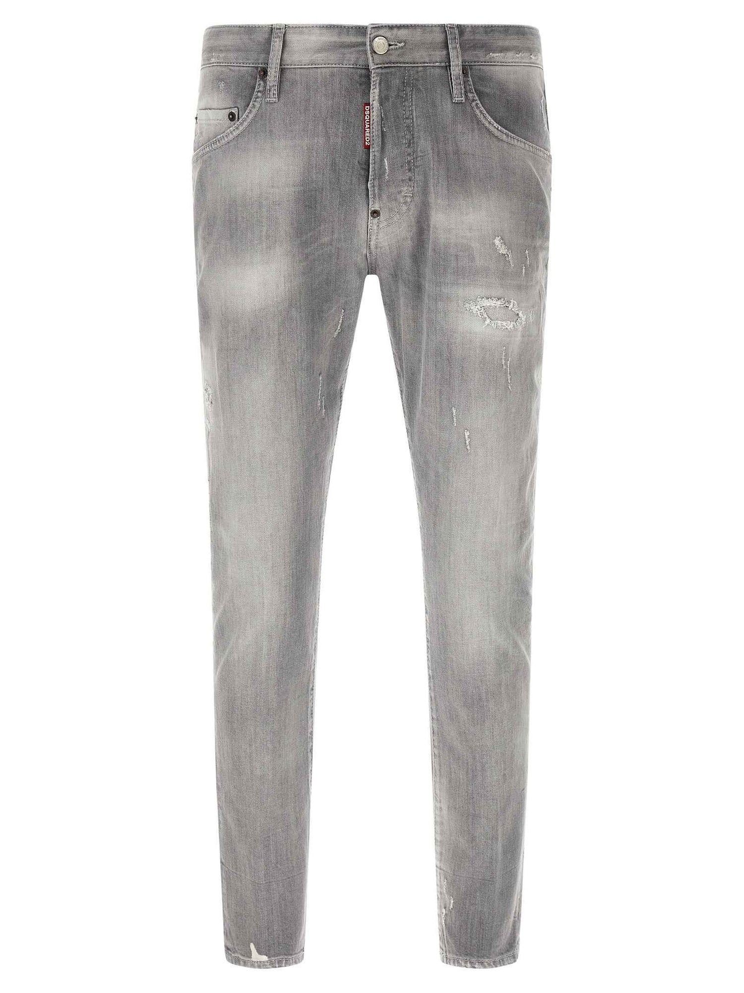 Gray Cotton Tapered Jeans