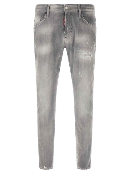 Gray Cotton Tapered Jeans