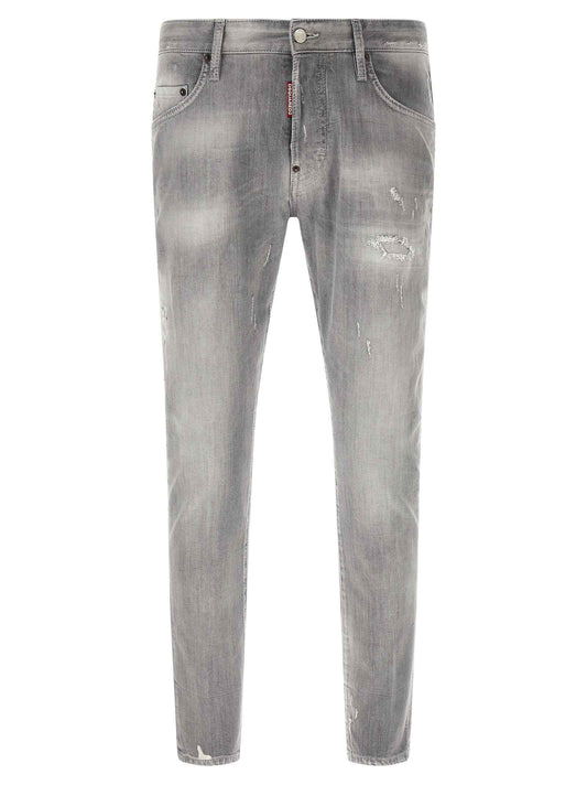 Gray Cotton Tapered Jeans