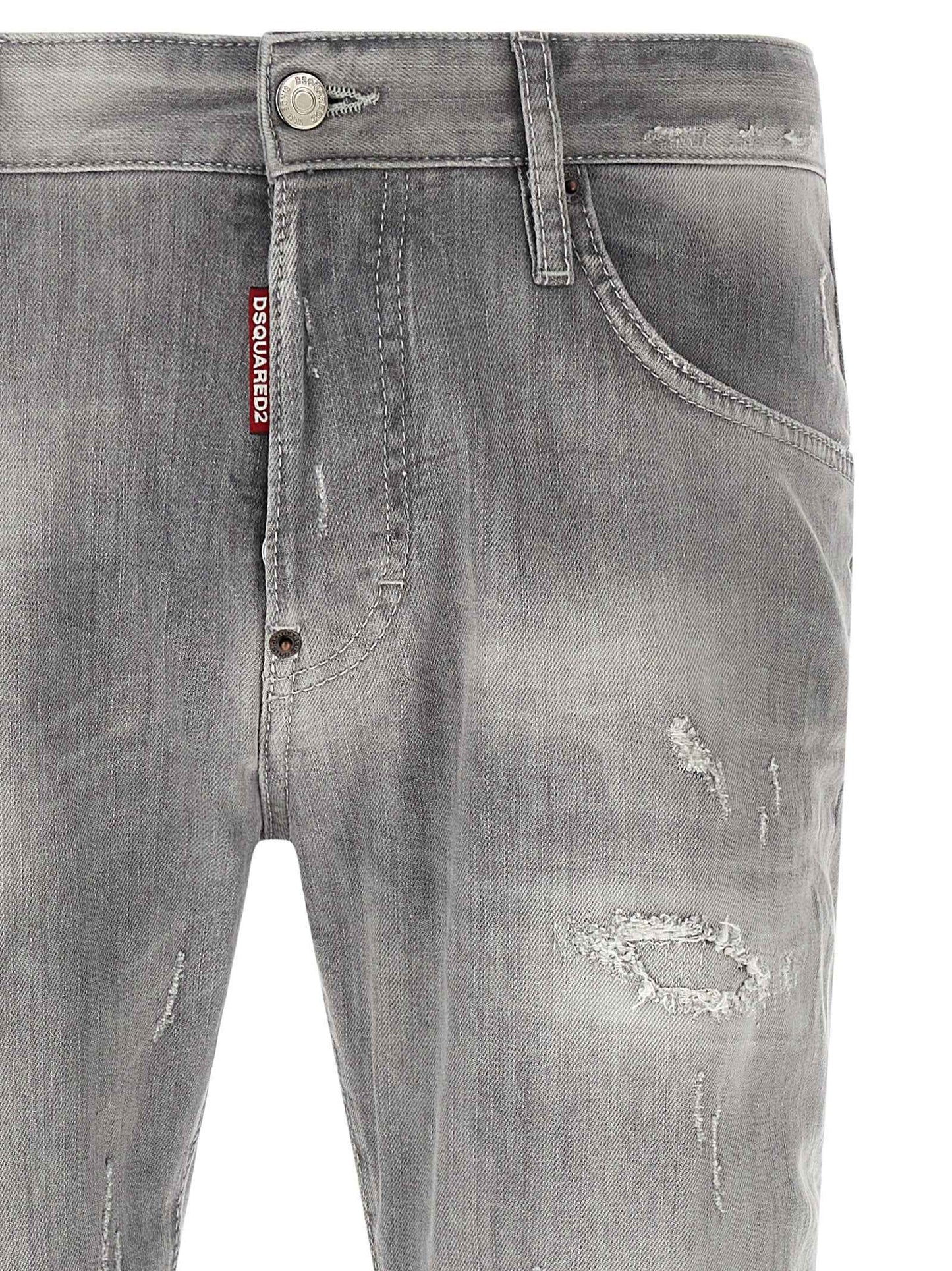 Gray Cotton Tapered Jeans