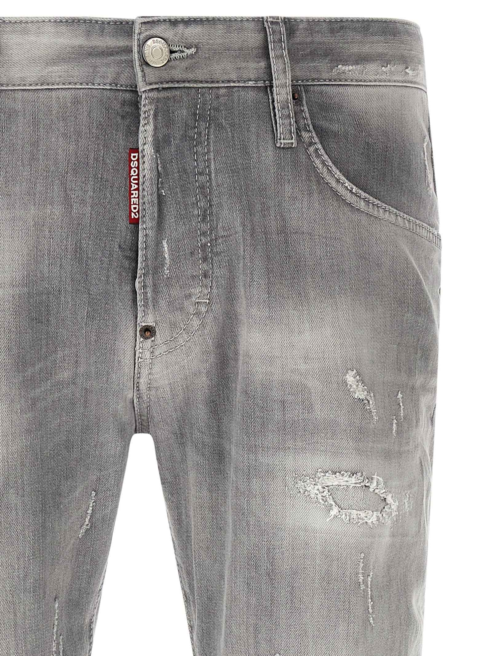 Gray Cotton Tapered Jeans