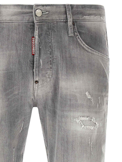 Gray Cotton Tapered Jeans
