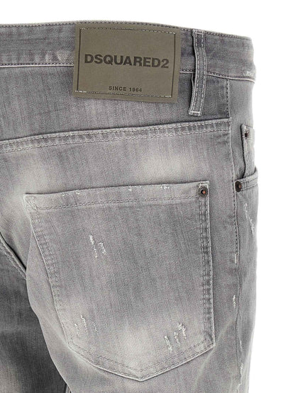 Gray Cotton Tapered Jeans
