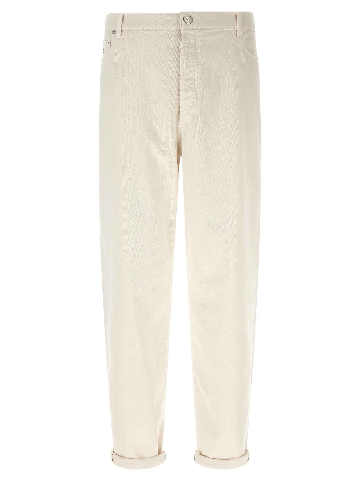 White Cotton Relaxed Fit Jeans