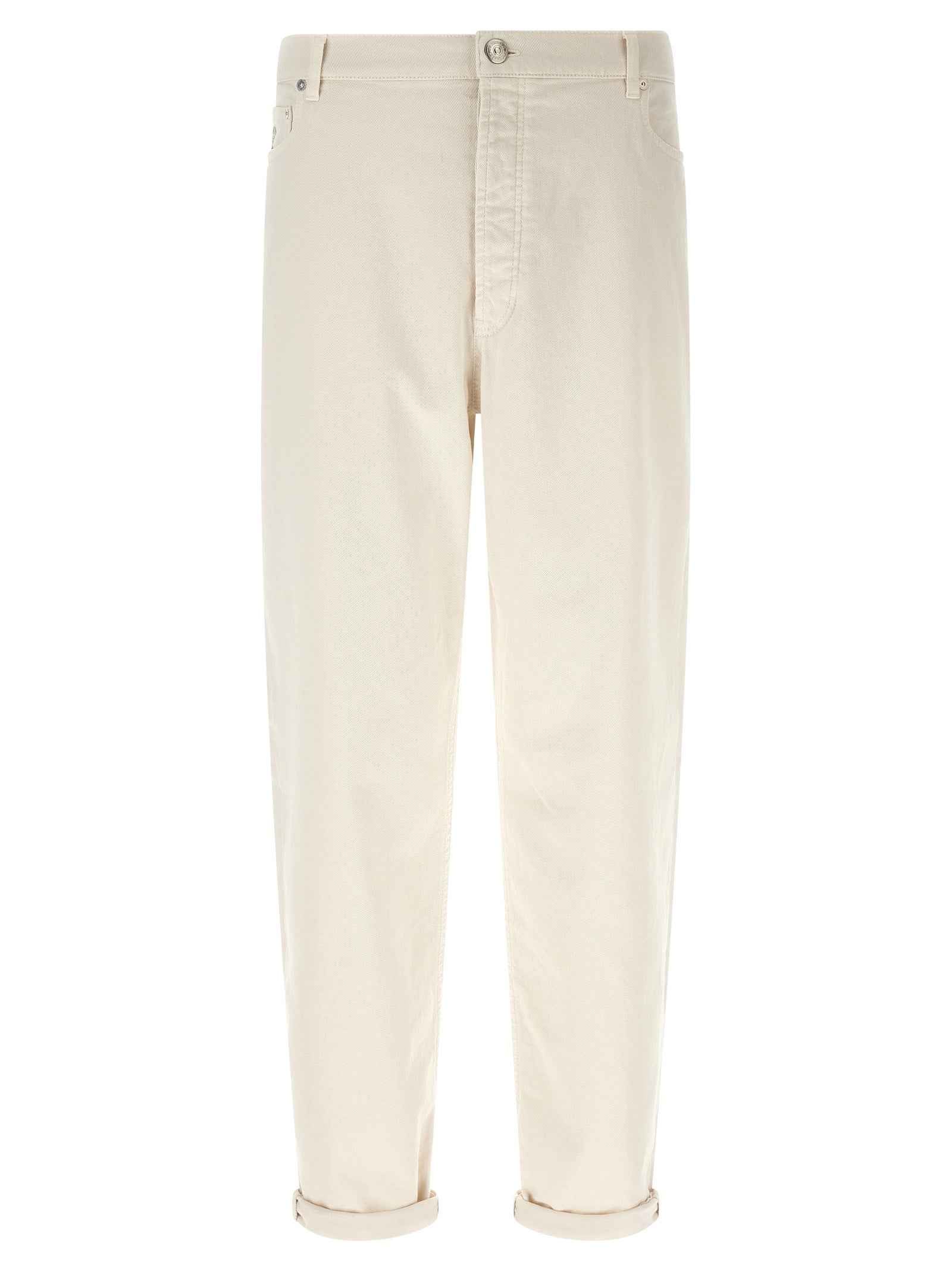 White Cotton Relaxed Fit Jeans