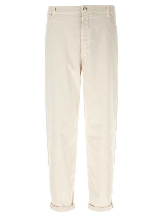 White Cotton Relaxed Fit Jeans