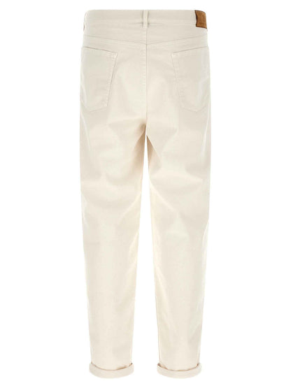White Cotton Relaxed Fit Jeans