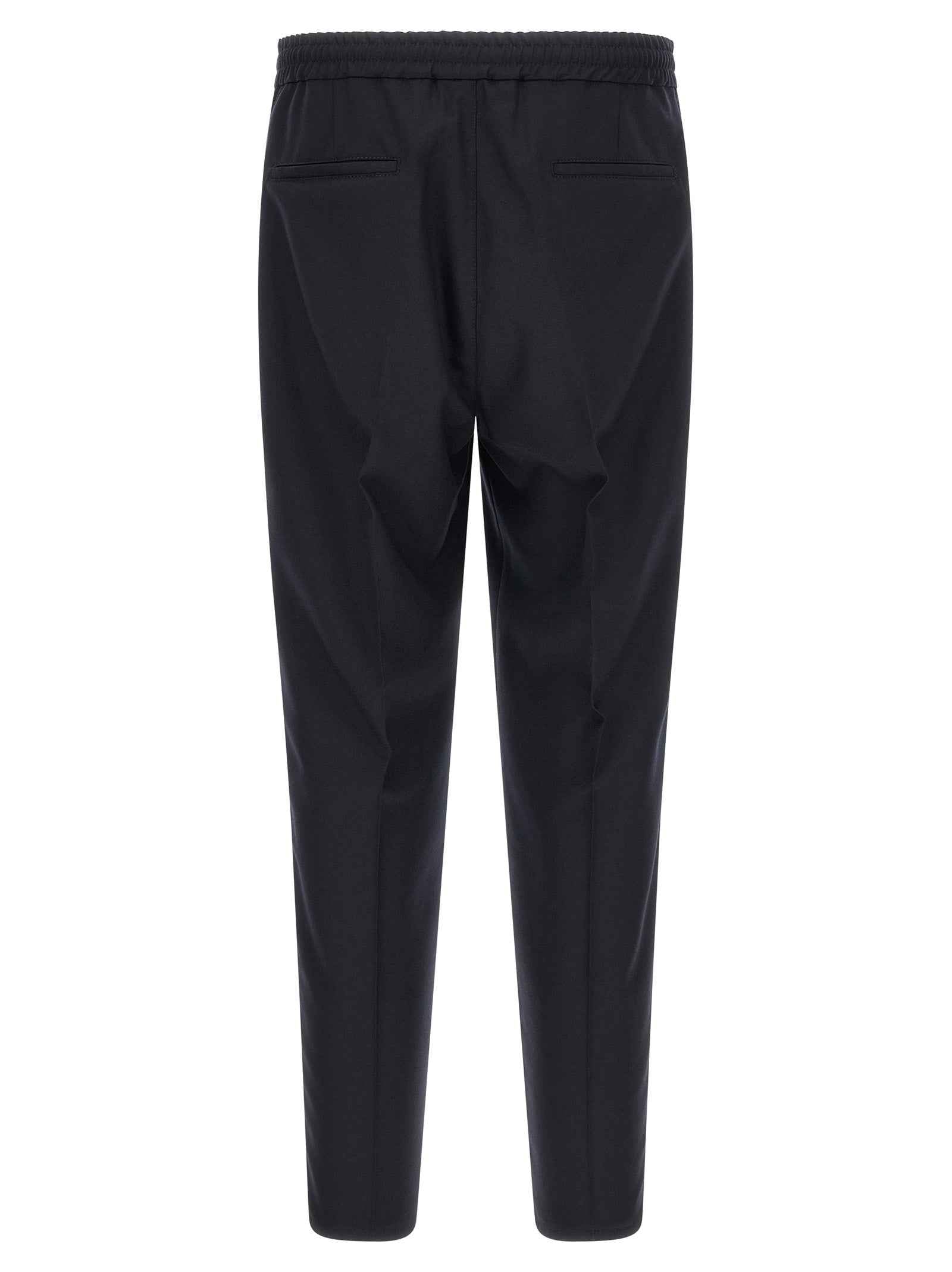 Blue Virgin Wool Casual Pants