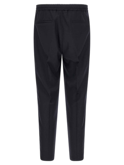 Blue Virgin Wool Casual Pants