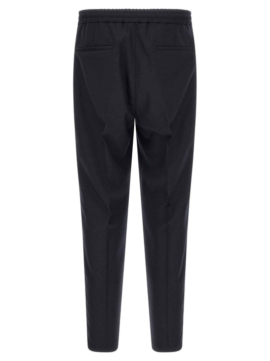 Blue Virgin Wool Casual Pants