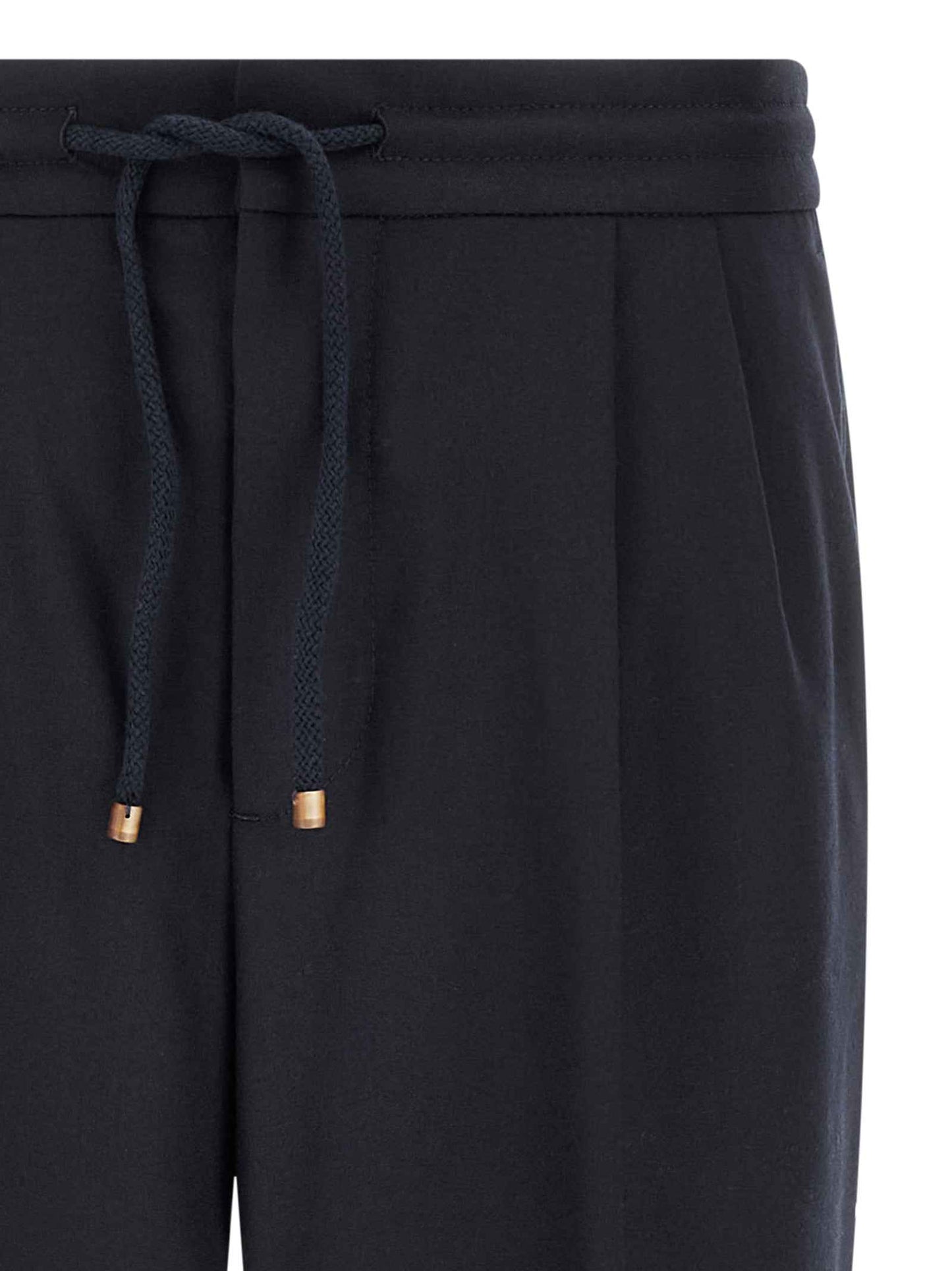 Blue Virgin Wool Casual Pants