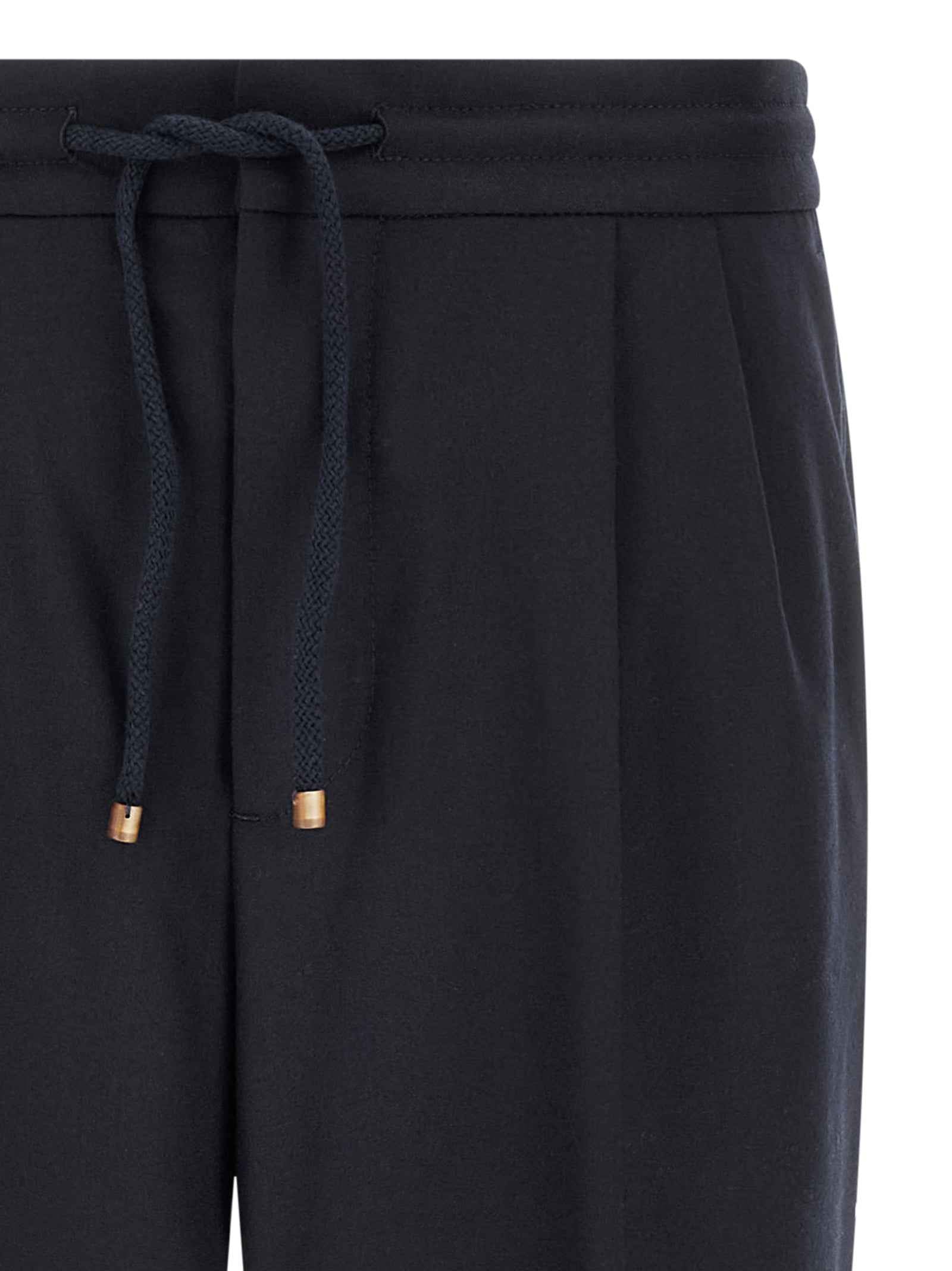 Blue Virgin Wool Casual Pants