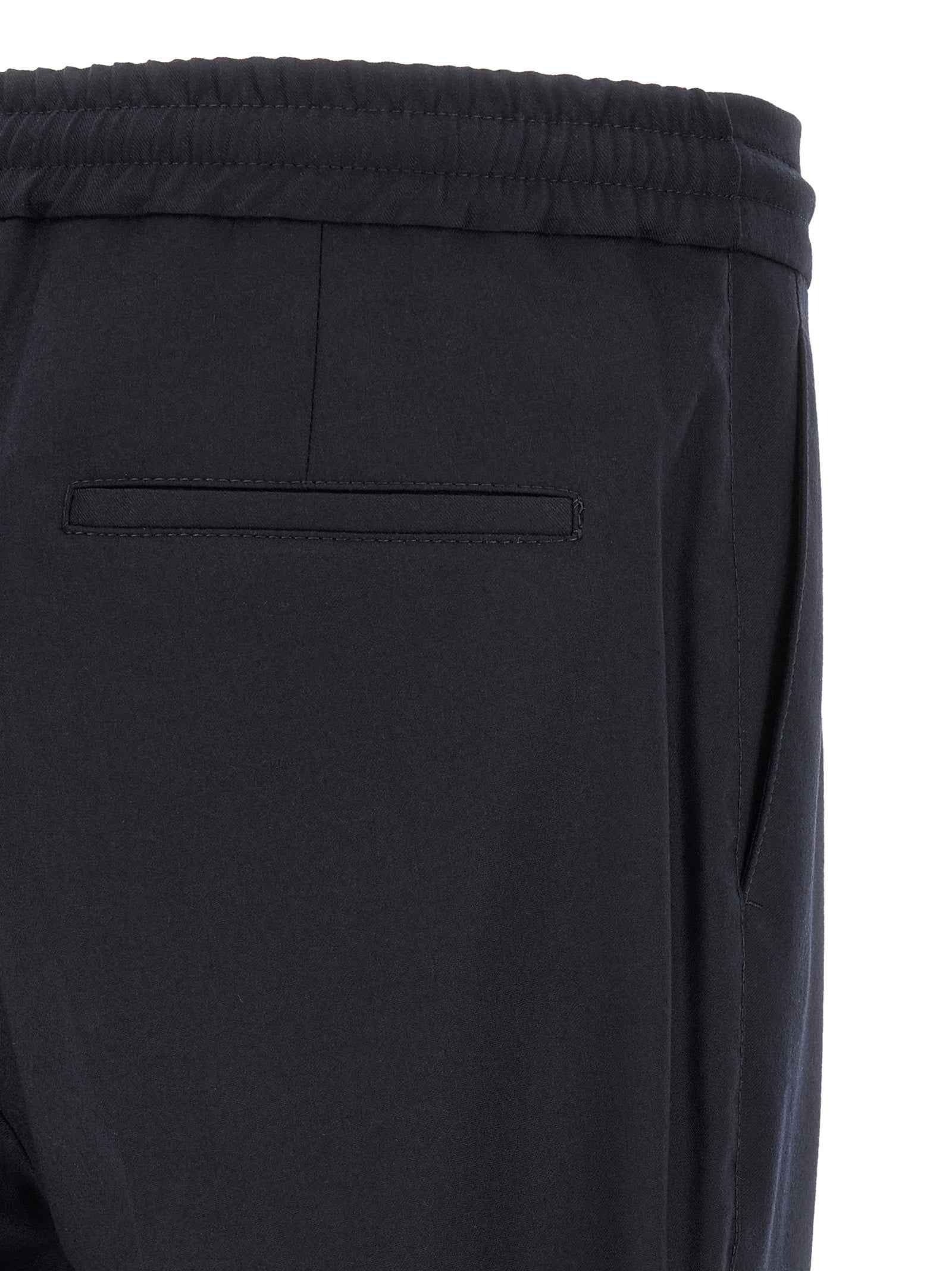 Blue Virgin Wool Casual Pants
