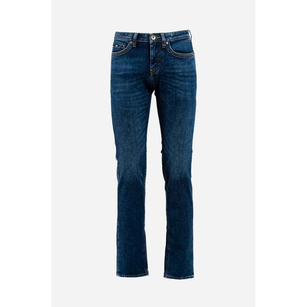 Blue Cotton Straight-Leg Jeans