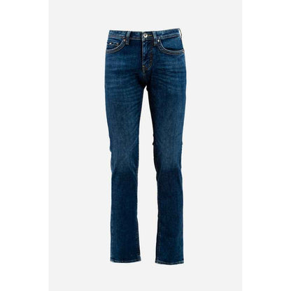 Blue Cotton Straight-Leg Jeans