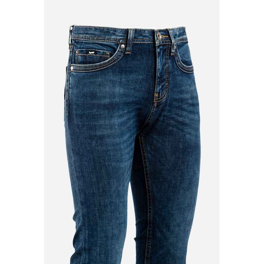 Blue Cotton Straight-Leg Jeans