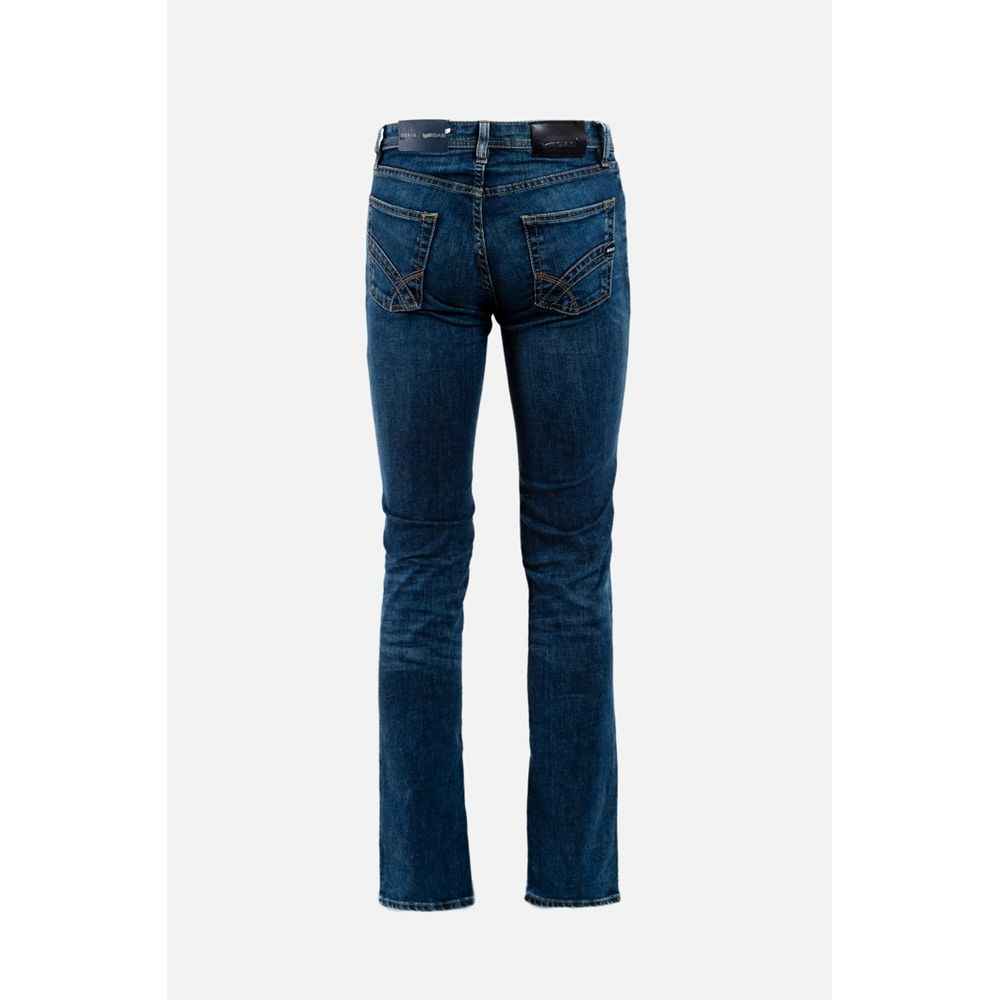 Blue Cotton Straight-Leg Jeans