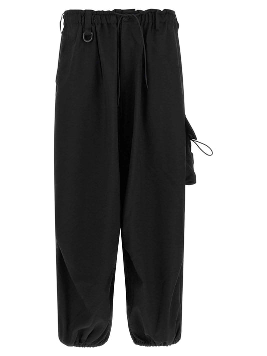 Black Polyester Cargo Pants