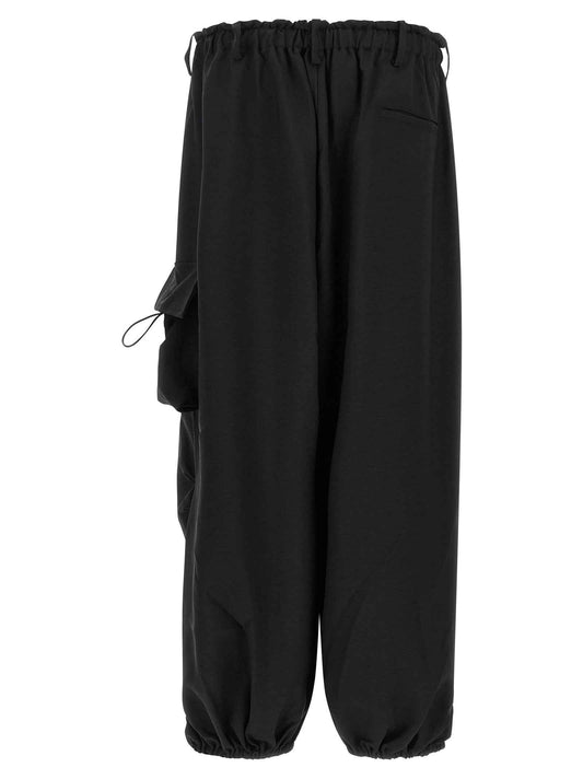 Black Polyester Cargo Pants