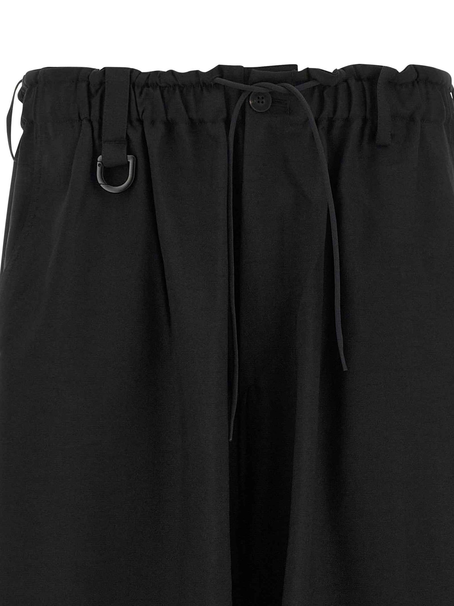 Black Polyester Cargo Pants