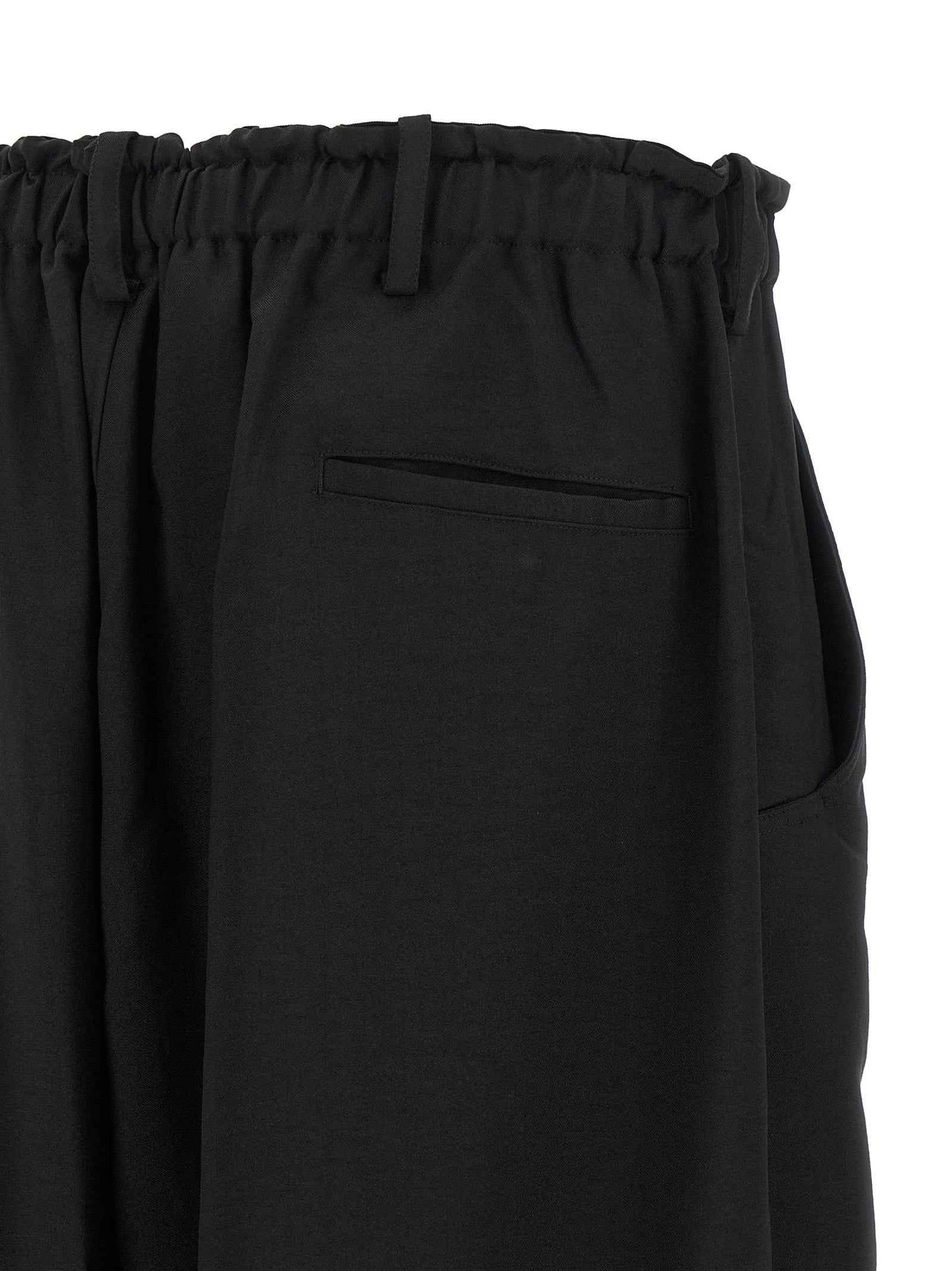 Black Polyester Cargo Pants