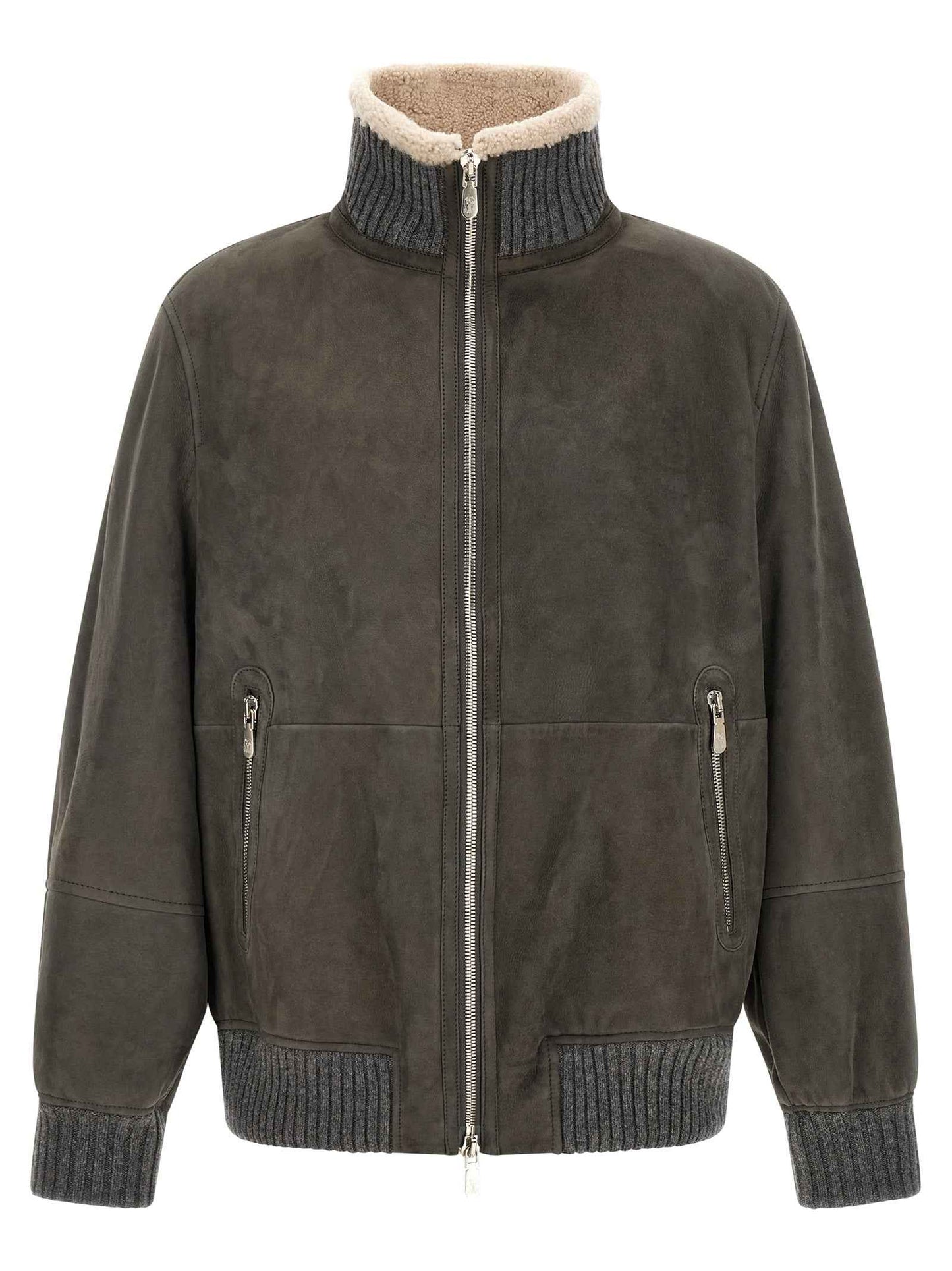 Gray Lamb Leather Leather Jacket