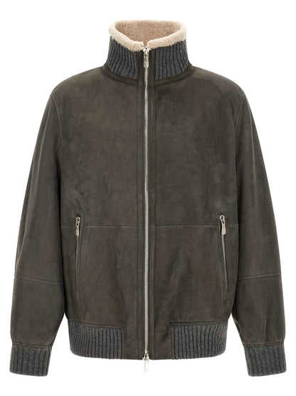 Gray Lamb Leather Leather Jacket