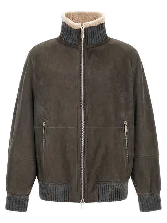 Gray Lamb Leather Leather Jacket