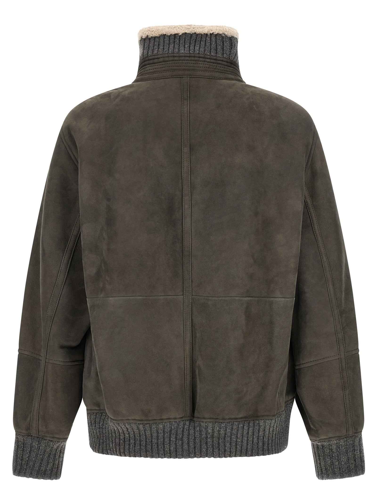 Gray Lamb Leather Leather Jacket