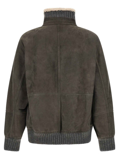 Gray Lamb Leather Leather Jacket