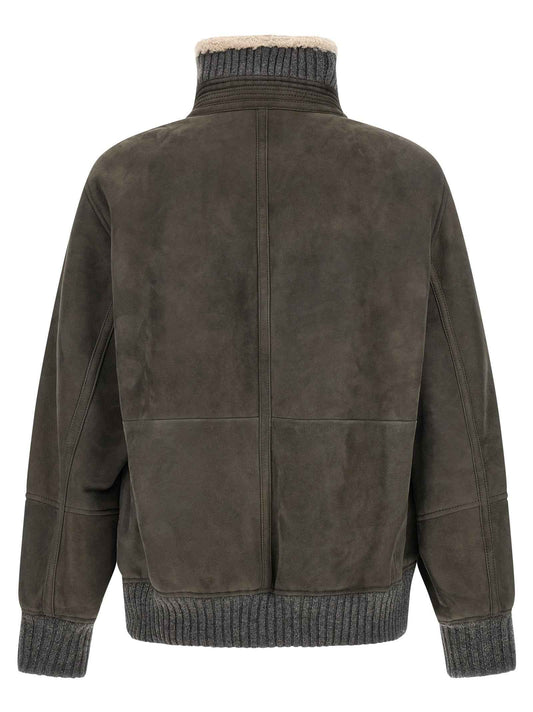 Gray Lamb Leather Leather Jacket