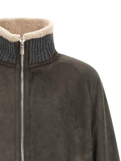 Gray Lamb Leather Leather Jacket