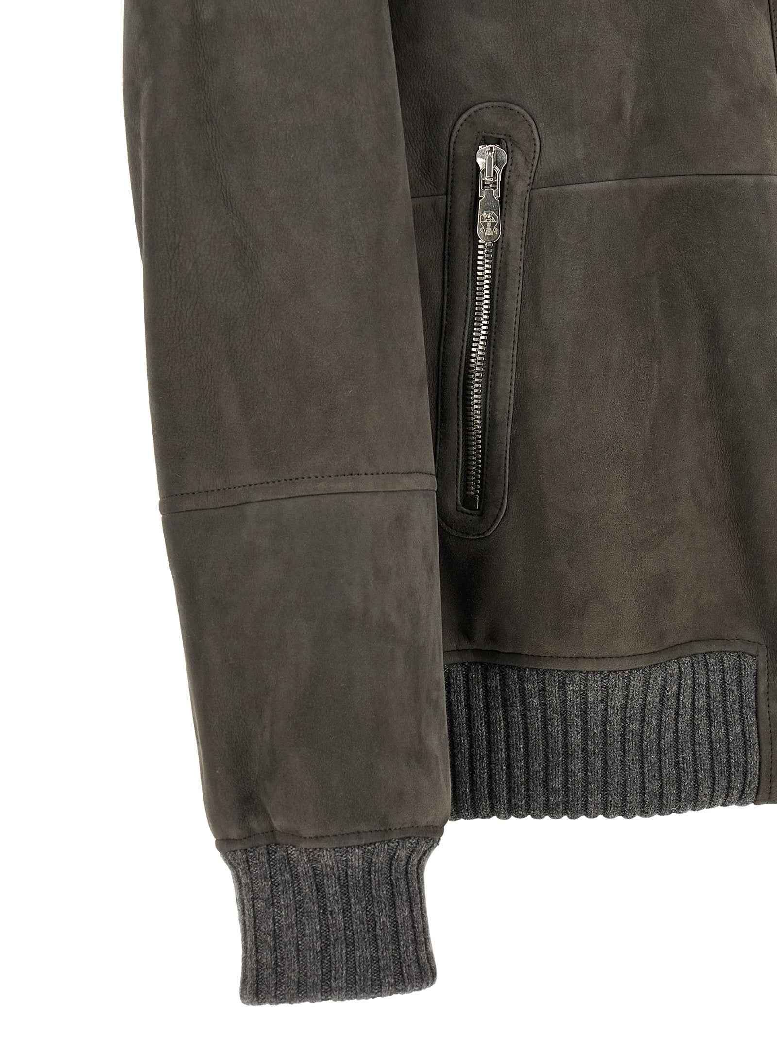 Gray Lamb Leather Leather Jacket
