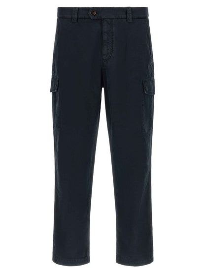 Blue Cotton Cargo Pants