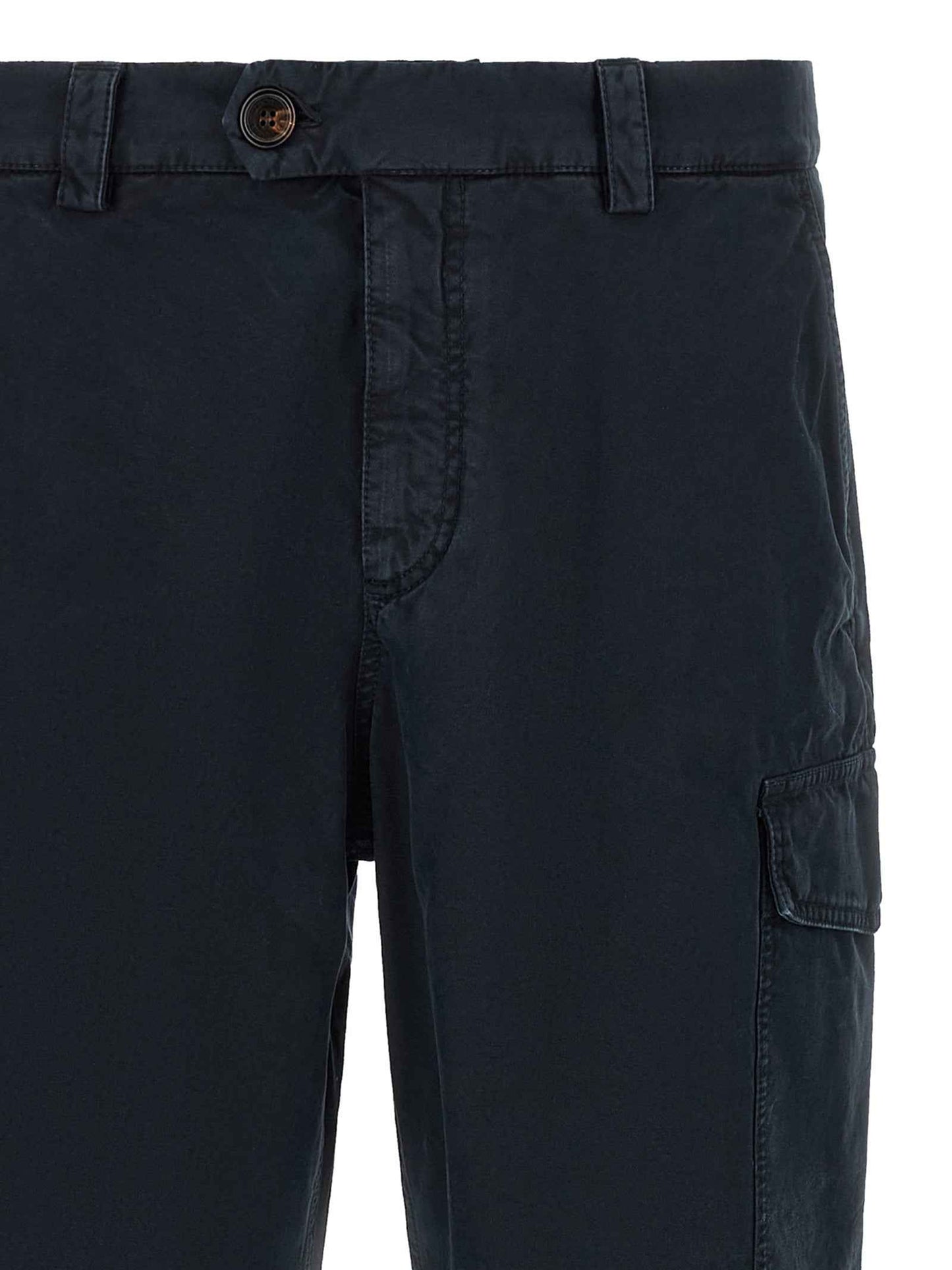Blue Cotton Cargo Pants