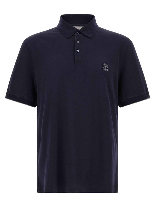Blue Cotton Polo Shirt