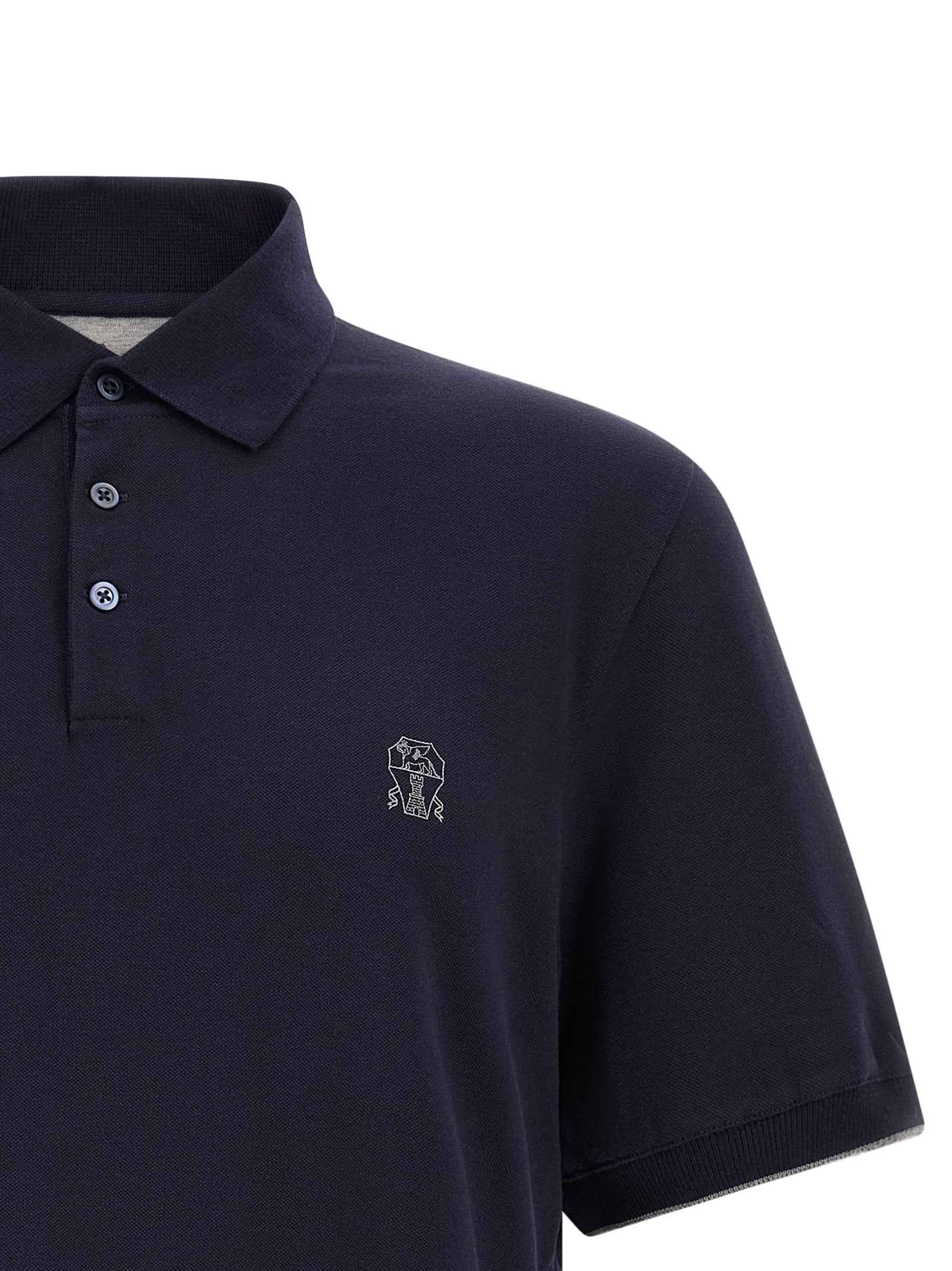 Blue Cotton Polo Shirt
