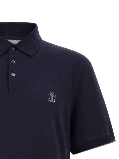 Blue Cotton Polo Shirt